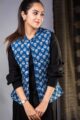 Image for Kusvaa Sj28blue Mrinal Quilted Full Sleeves Reverable Silk Jacket Front