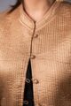 Image for Kusvaa Sj30beige Arunima Quilted Half Sleeves Reverable Silk Jacket Closeup 2