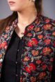 Image for Kusvaa Sj31black Araya Quilted Half Sleeves Reversable Silk Jacket Closeup