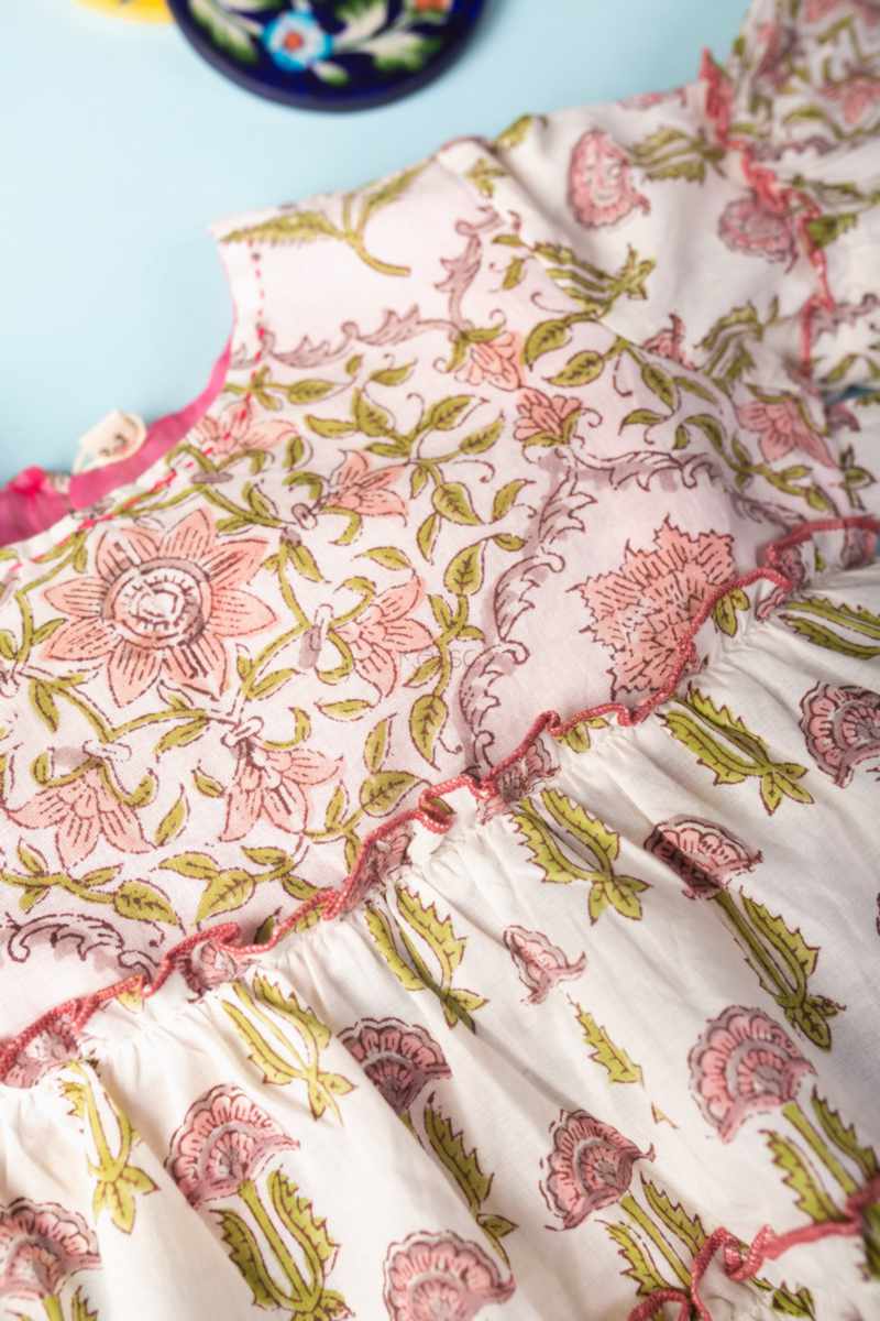 Image for Kusvaa Vck12 Iksha Cotton Girls Frock Closeup