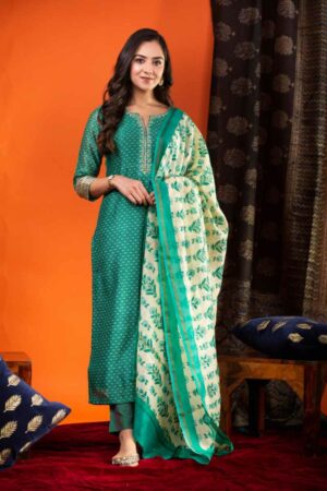 Image for Kusvaa Ws936 Amita Chanderi Kurta Dupatta Set Featured