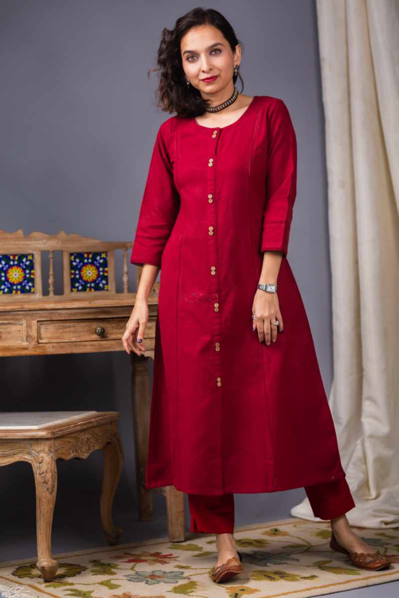 Image for Kusvaa Ws943 Prisha Acryllic Wool Straight Kurta Front