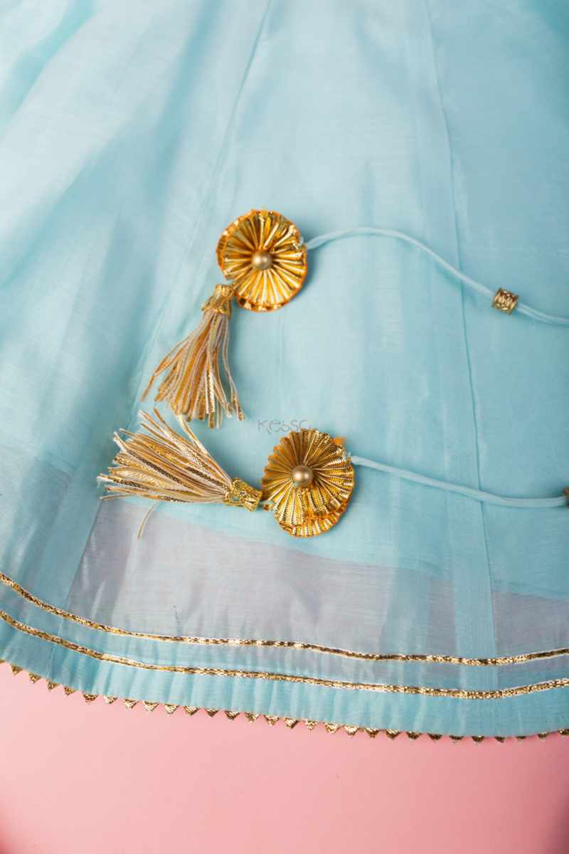 Image for Kusvaa Wsk59 Bhavya Girls Chanderi Dhoti Set Closeup