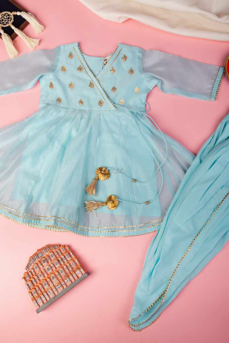 Image for Kusvaa Wsk59 Bhavya Girls Chanderi Dhoti Set Front