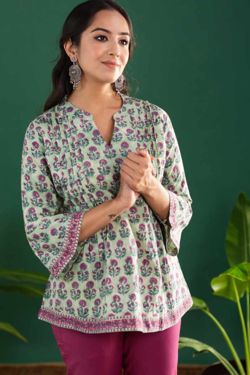 Image for Kusvaa Wsr339 Lakshya Short Block Print Kurti Front