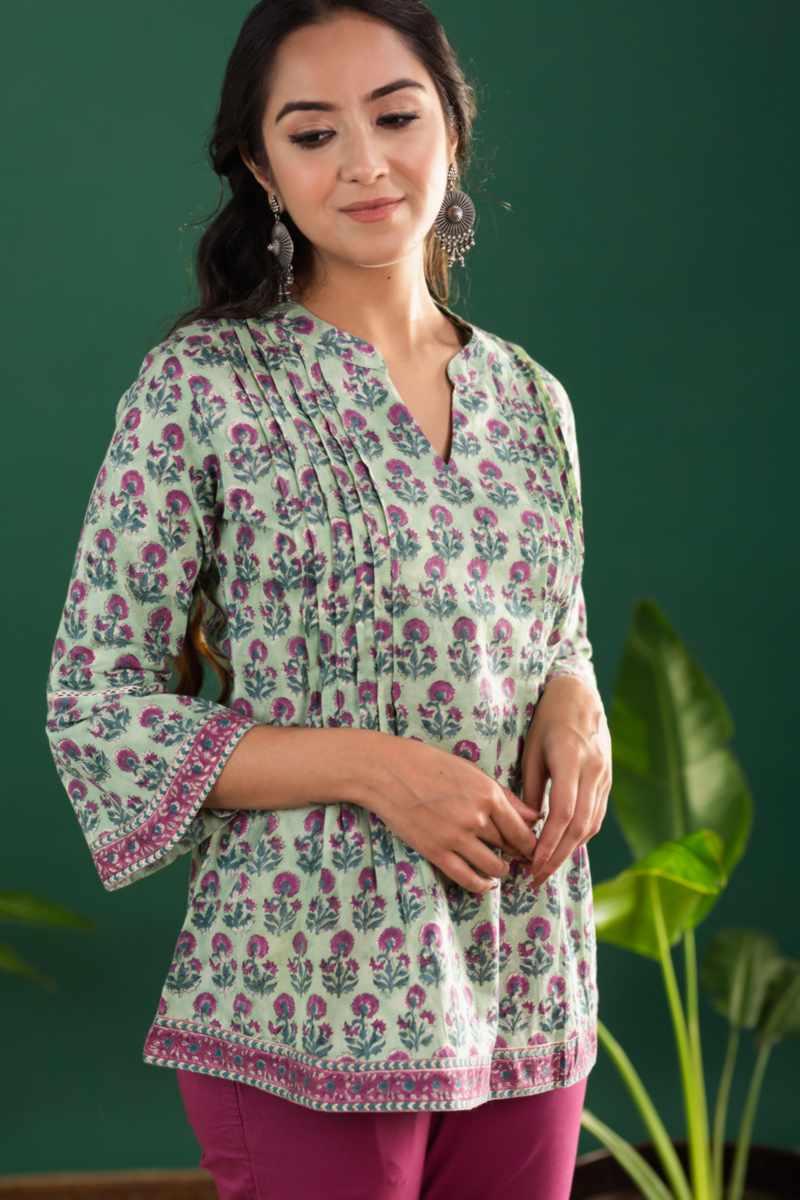 Image for Kusvaa Wsr339 Lakshya Short Block Print Kurti Side