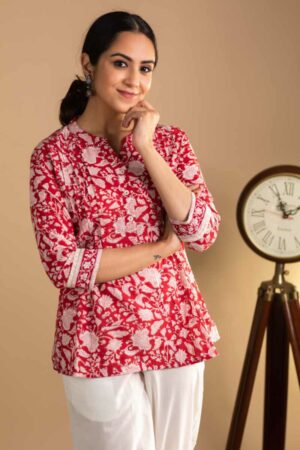 Image for Kusvaa Wsr349 Saral Block Print Short Kurti Front