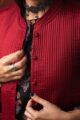 Image for Sj29maroon Varali Quilted Half Sleeves Reverable Silk Jacket Closeup