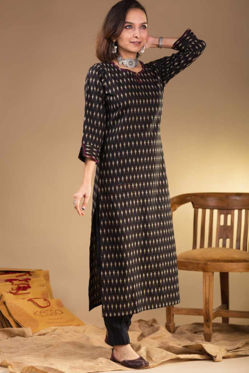 Image for De166 Anala Cotton Straight Kurta Side
