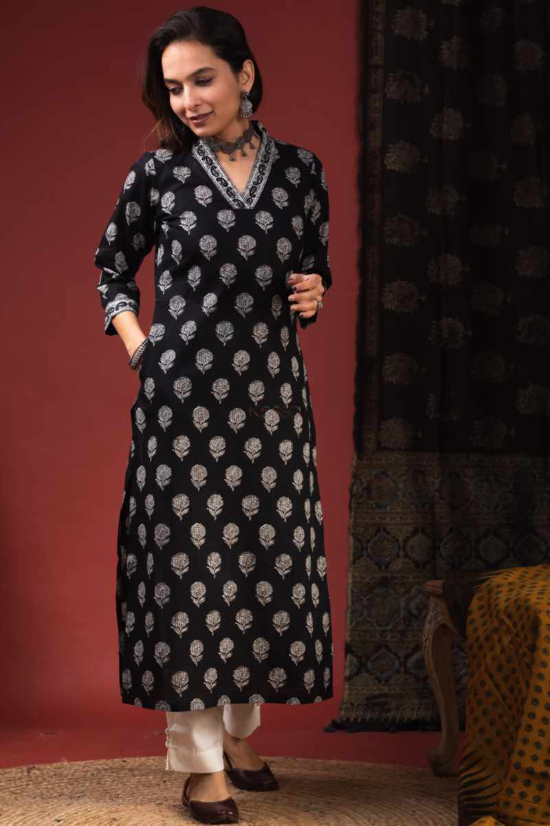 Image for De168 Hamsii Cotton Straight Kurta Side