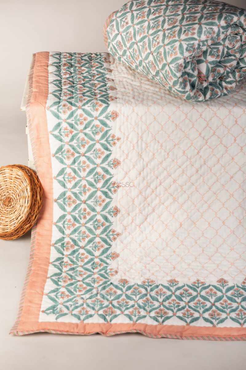 Image for Kaq237 Abani Sea Nymph Green Double Bed Quilt Featured