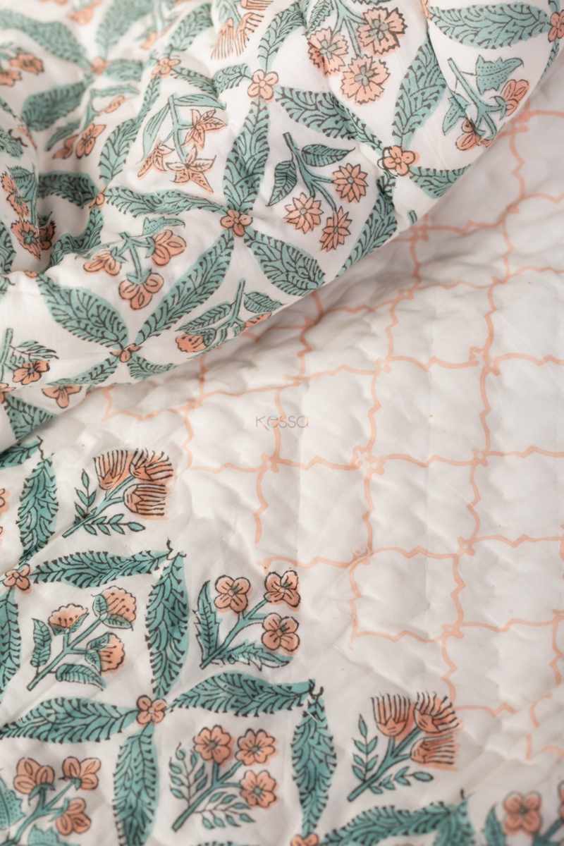 Image for Kaq237 Abani Sea Nymph Green Double Bed Quilt Side