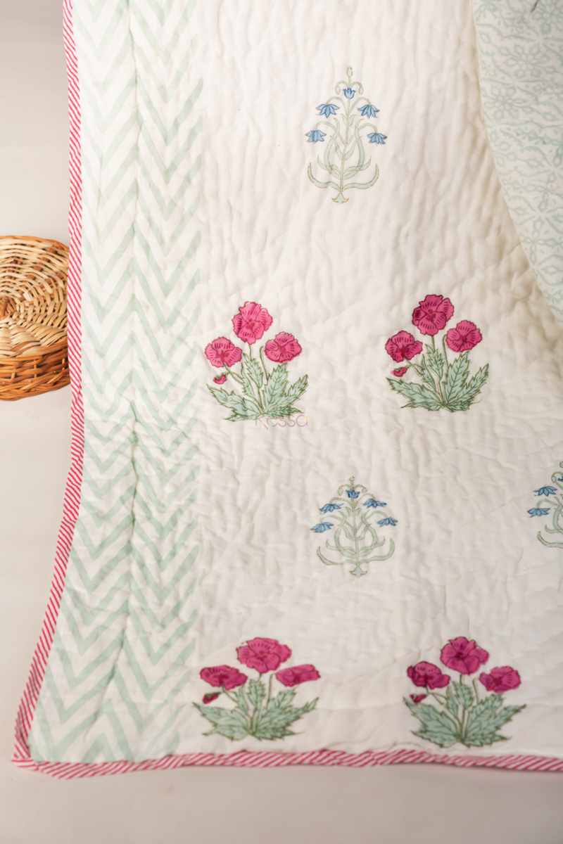 Image for Kaq238 Moon Mist Green Double Bed Quilt Featured
