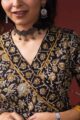 Image for Kusvaa Vcr167 Juhi Bock Print Angrakha Kurta Closeup