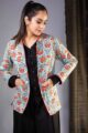 Image for Sj33 Dhriti Quilted Full Sleeves Reverable Silk Jacket Front