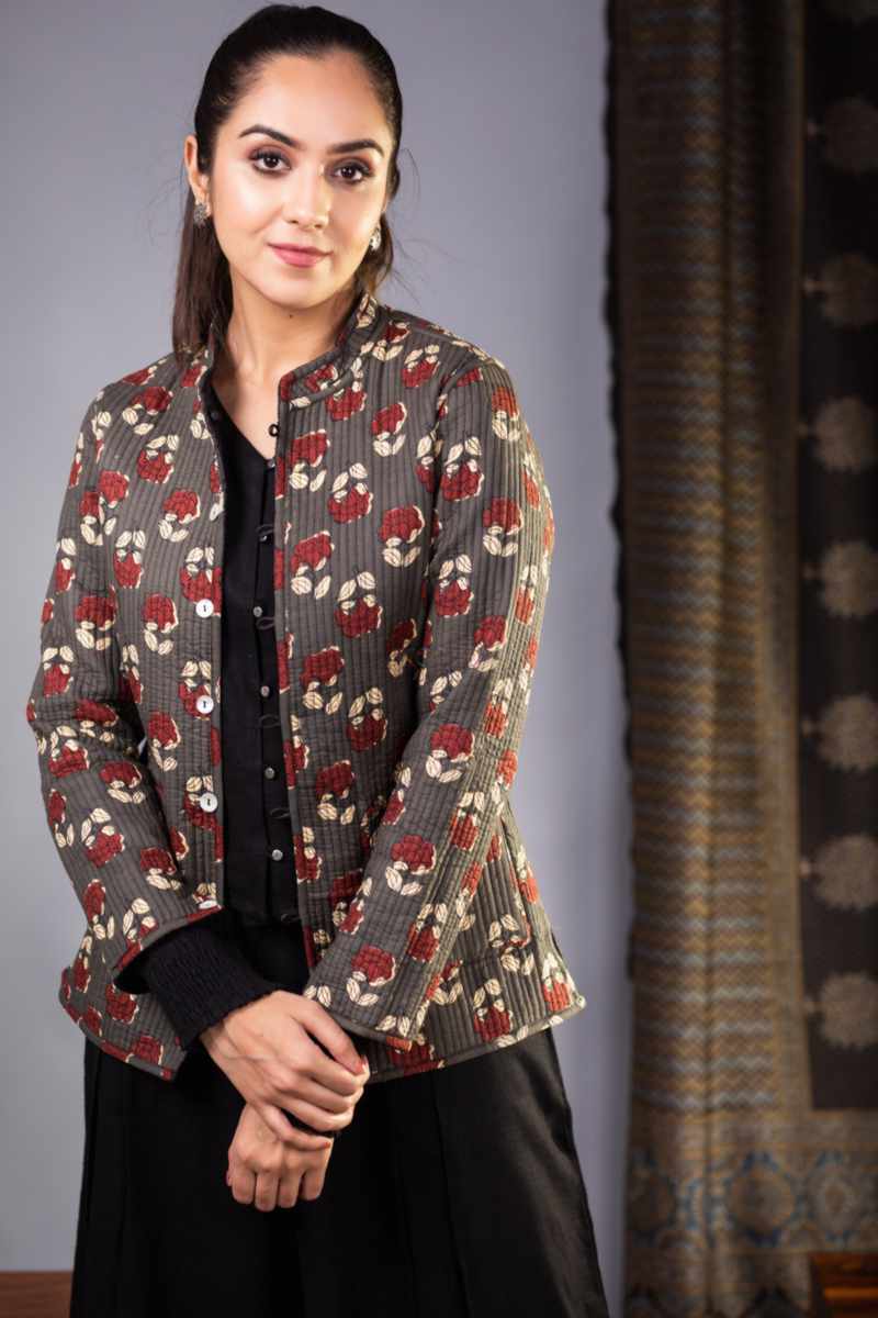 Image for Sj40 Avatari Quilted Full Sleeves Reversible Silk Jacket Featured
