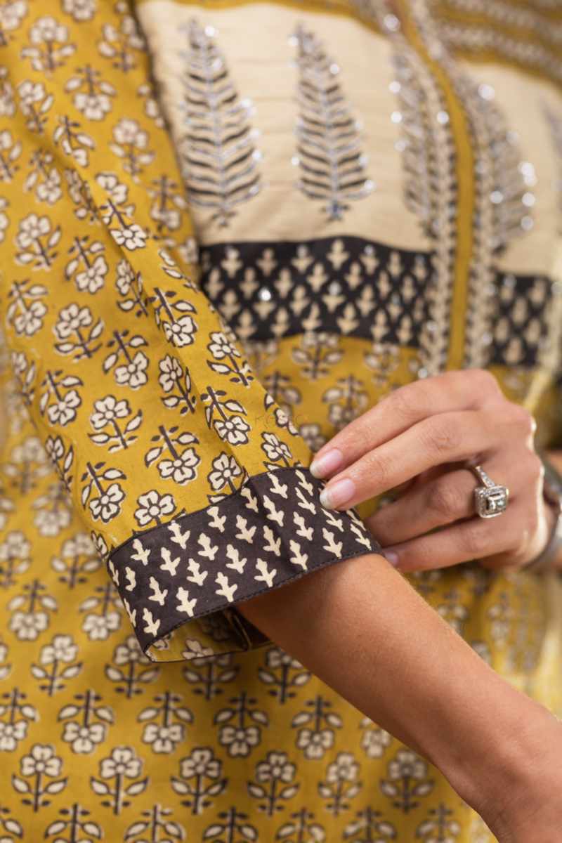 Image for Vcr170 Prakruti Handblock Straight Kurta Closeup 2