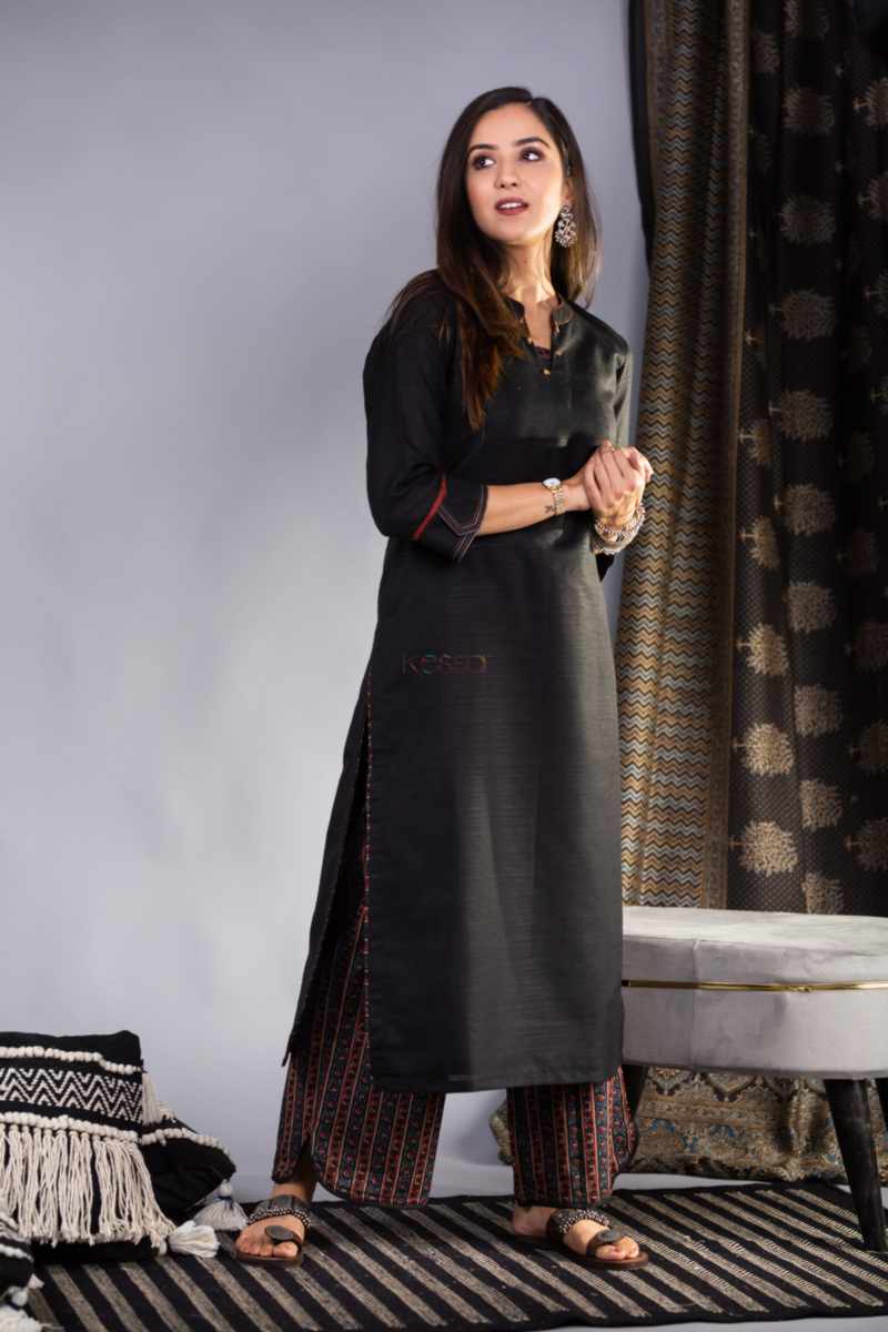 Image for Ws931 Shalila Mahi Silk Kurta Pant Set Front