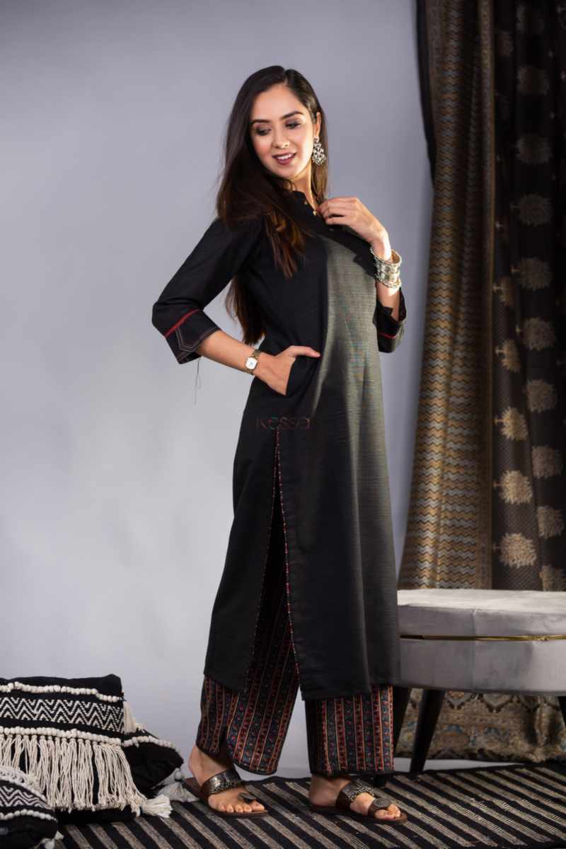 Image for Ws931 Shalila Mahi Silk Kurta Pant Set Side