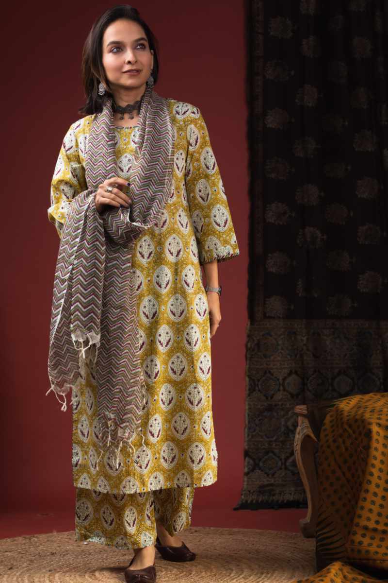 Image for Wsr358 Rati Block Print Complete Suit Set Featured