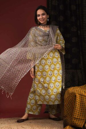 Image for Wsr358 Rati Block Print Complete Suit Set Front