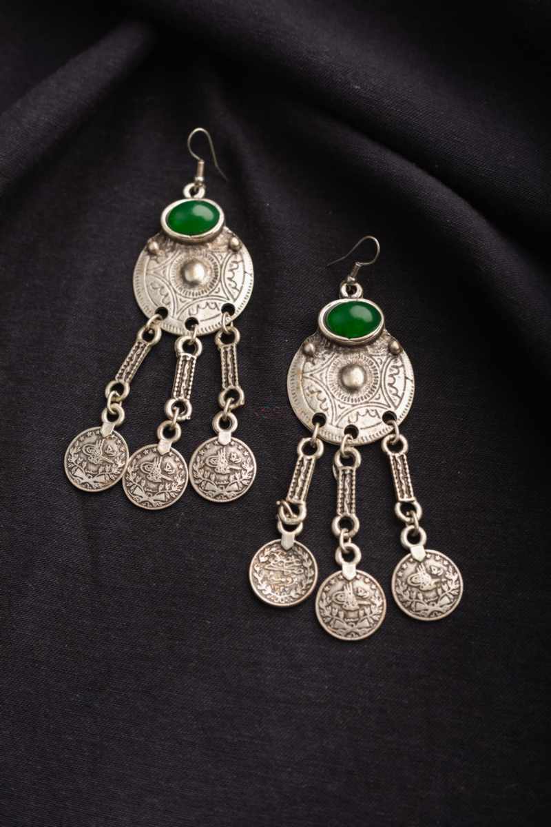 Image for Kusvaa Kpe07 Turkish Circular Tribal Boho Earrings Side
