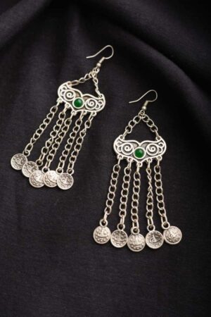 Image for Kusvaa Kpe111 Turkish Tribal Boho Chain Earrings Front
