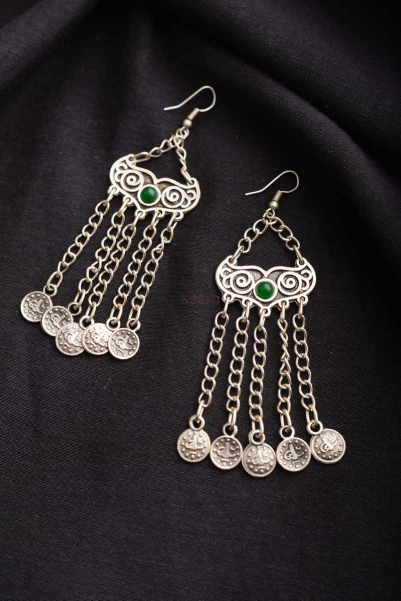 Image for Kusvaa Kpe111 Turkish Tribal Boho Chain Earrings Front
