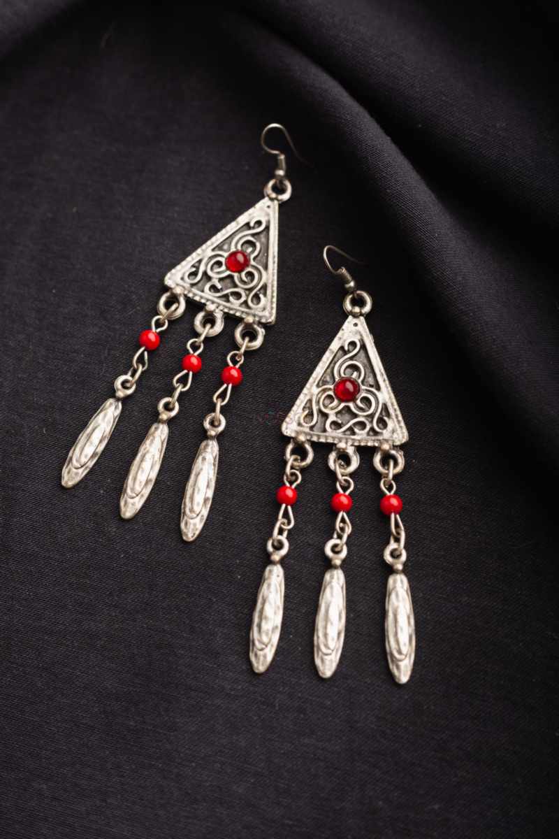 Image for Kusvaa Kpe112 Turkish Tribal Boho Earrings Front