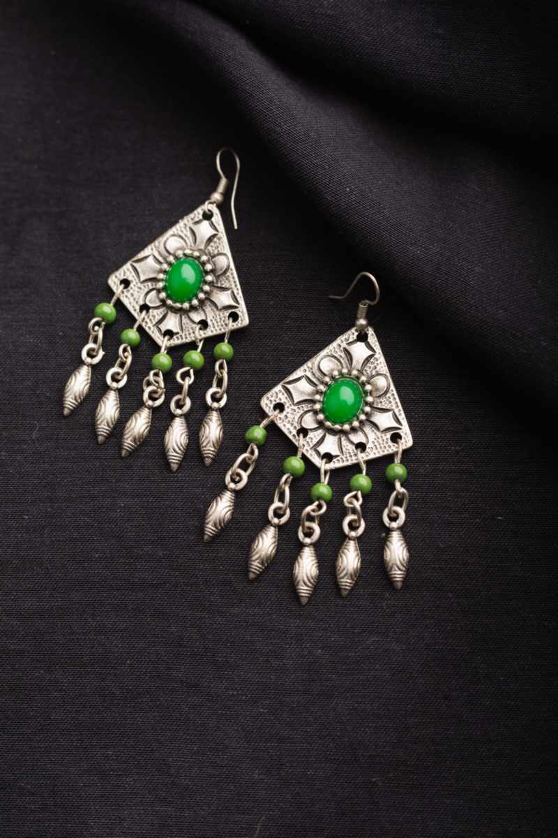 Image for Kusvaa Kpe116 Turkish Rectangle Tribal Boho Earrings Featured