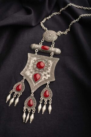 Image for Kusvaa Kpn104 Turkish Circular Multi Red Stone Tribal Chain Necklace Featured