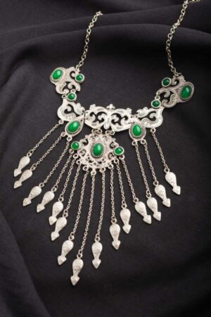 Image for Kusvaa Kpn17 Turkish Green Multi Stone Paisely Chain Necklace Featured