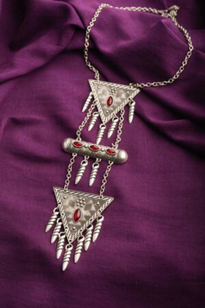 Image for Kusvaa Kpn36 Turkish Triangle Red Stone Chain Necklace Featured
