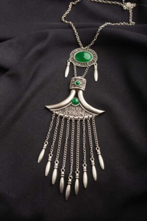 Image for Kusvaa Kpn67 Turkish Circular Pendant Green Stone Necklace Featured