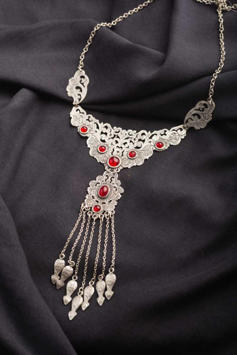 Image for Kusvaa Kpn72 Turkish Multi Red Stone Chain Necklace Featured
