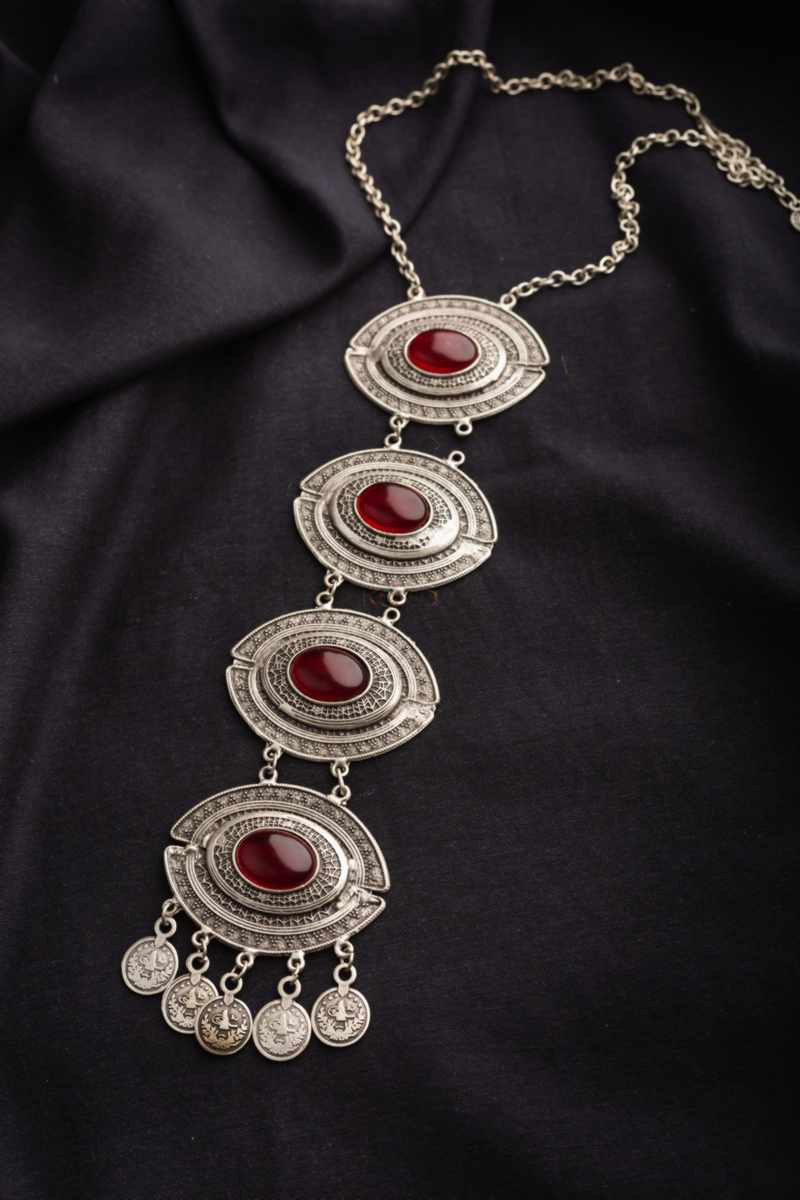 Image for Kusvaa Kpn75 Turkish Multi Red Stone Coin Necklace Featured