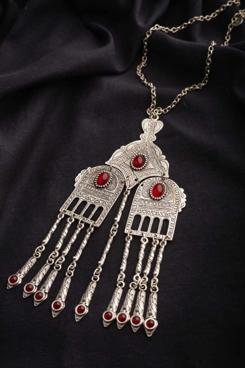 Image for Kusvaa Kpn78 Turkish Multi Red Stone Tribal Boho Necklace Featured