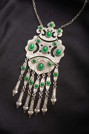 Image for Kusvaa Kpn88 Turkish Shape Multi Green Stone Tribal Boho Necklace Featured
