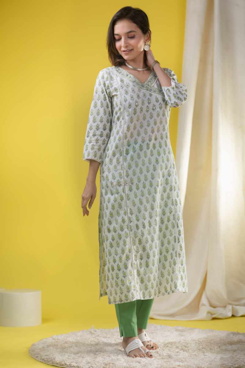 Image for Kusvaa Vcr138 Tajah Cotton Straight Fit Kurta Front New