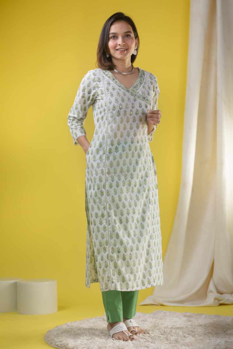 Image for Kusvaa Vcr138 Tajah Cotton Straight Fit Kurta Side New