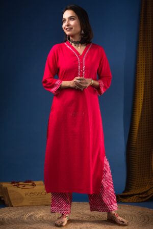 Image for Kusvaa Vcr143 Ayoni Dobby Kurta With Lehriya Pants Featured New 2.jpg