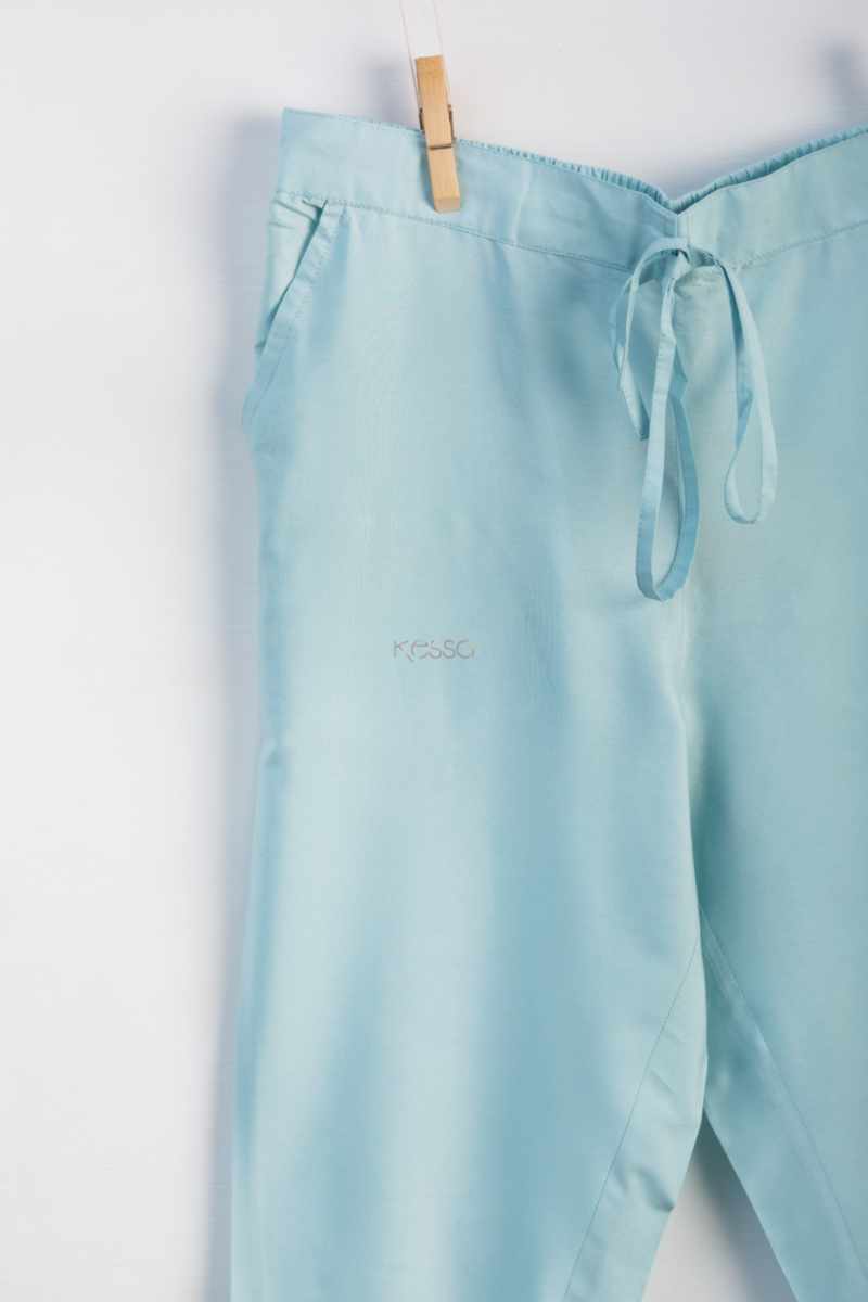 Image for Kusvaa Ws207p Cotton Silk Pants With Pocket Powder Blue Closeup Latest