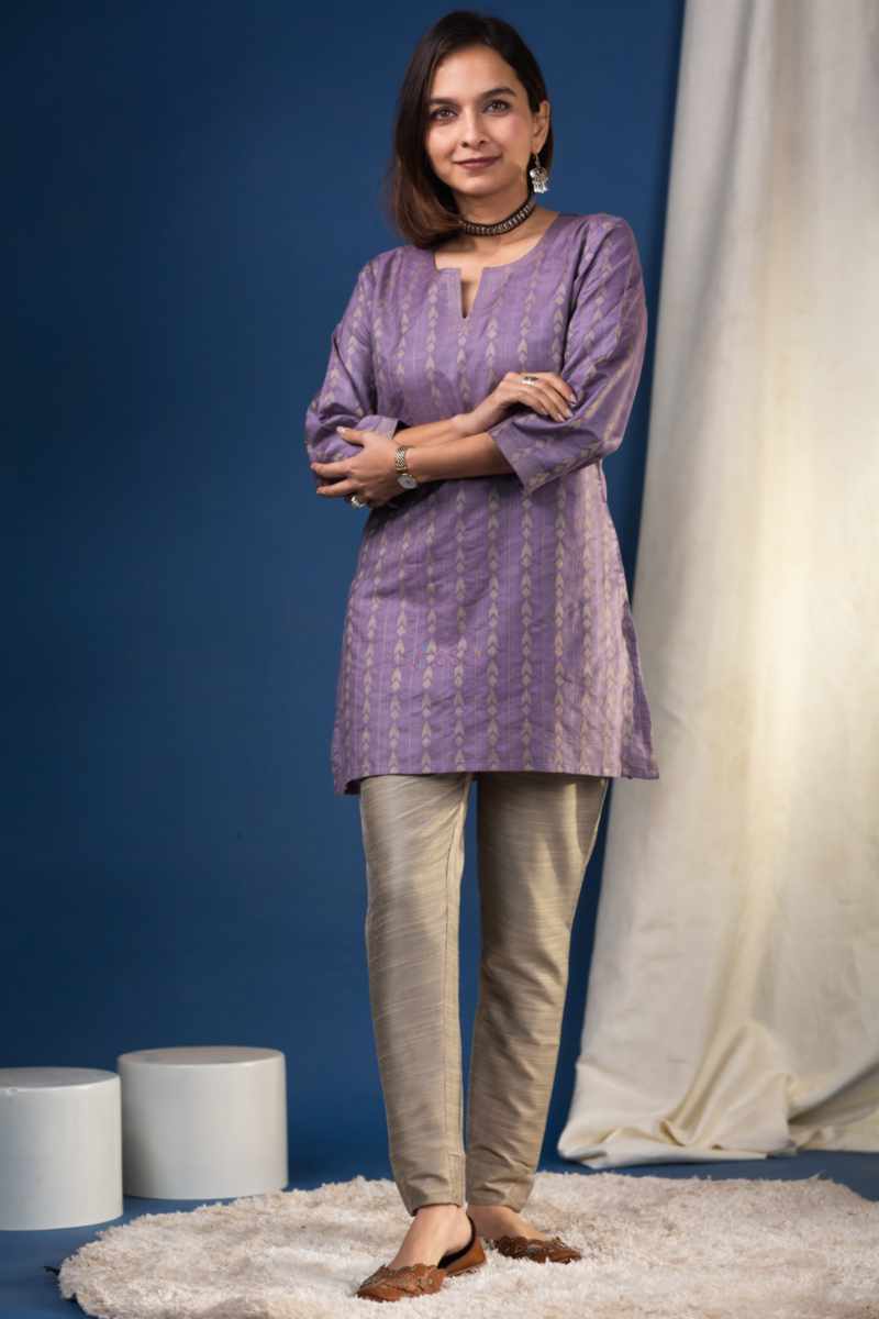 Image for Kusvaa Ws958 Jain Bhagalpuri Silk Short Kurti Front