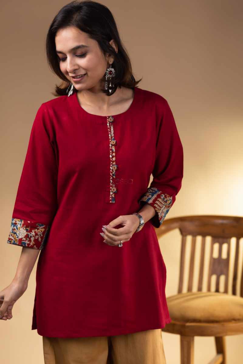 Image for Kusvaa Ws959 Tajanae South Cotton Short Kurti Side New