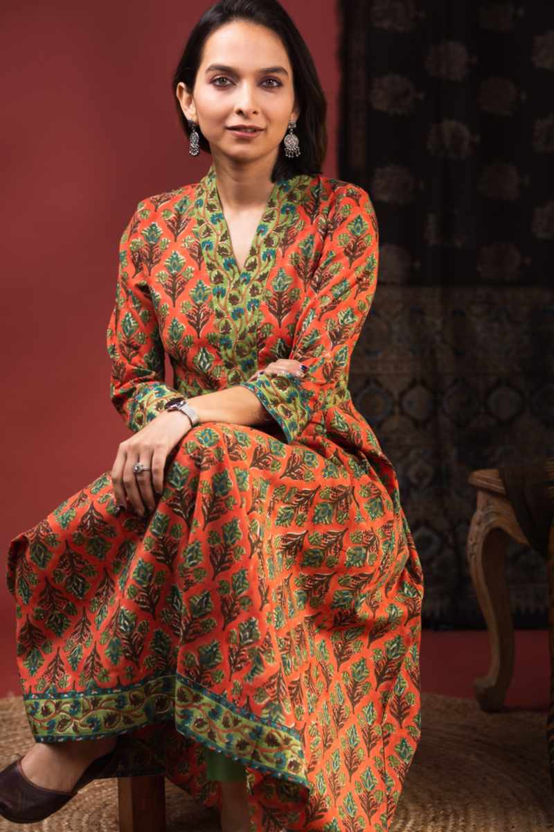 Image for Kusvaa Wsr361 Ihita Cotton A Line Kurta Sitting