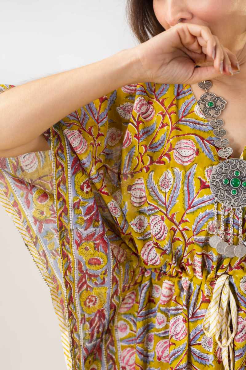 Image for Kusvaa Anuk09 Afsana Cotton Kaftan Closeup 2