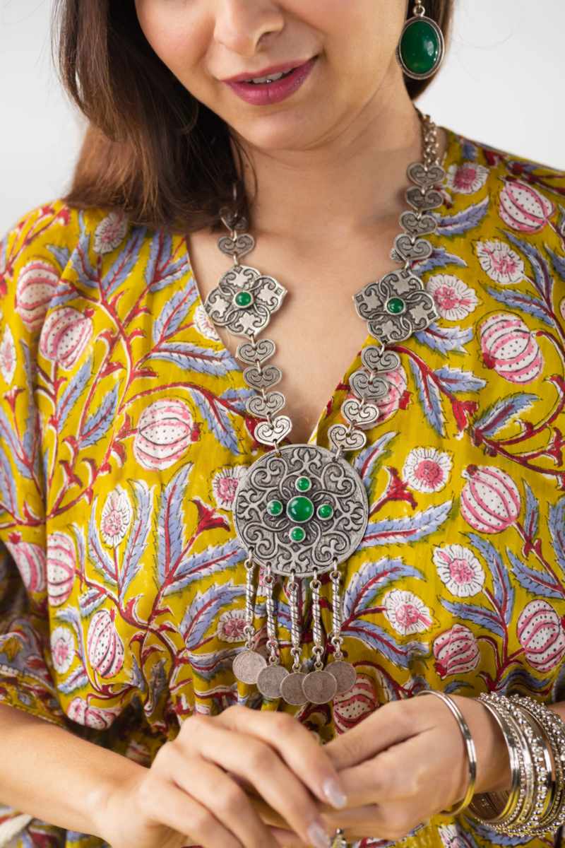 Image for Kusvaa Anuk09 Afsana Cotton Kaftan Closeup