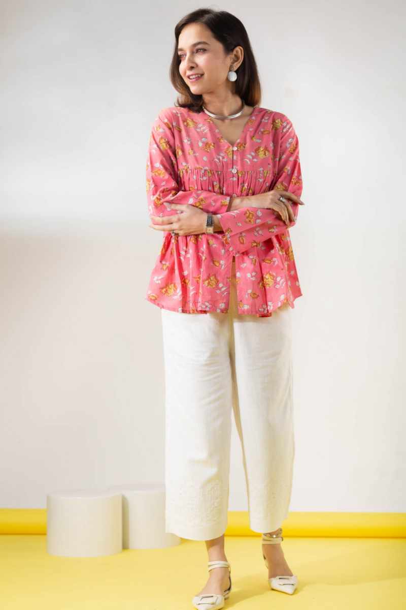 Image for Kusvaa Bpr19 Ashni Short Block Print Kurti Front New