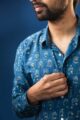 Image for Kusvaa Bpr24 Kastuv Block Print Men Shirt Closeup