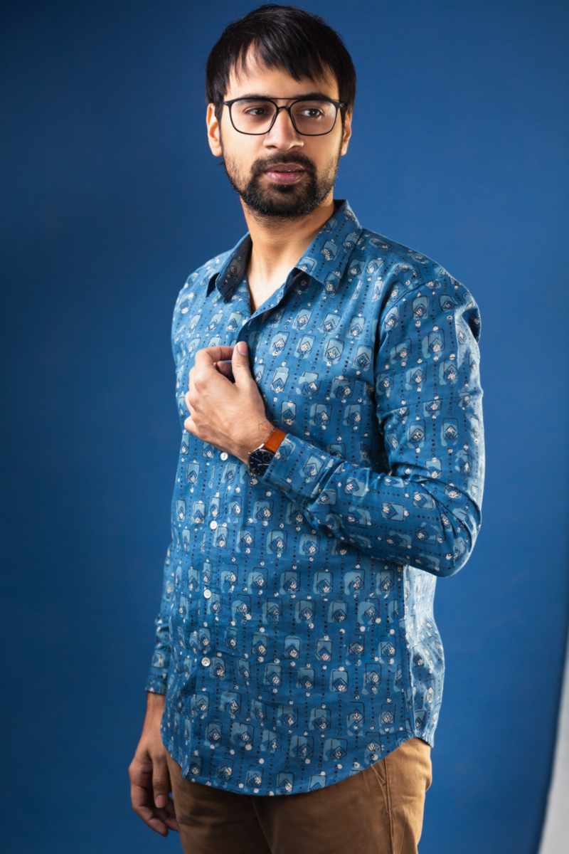 Image for Kusvaa Bpr24 Kastuv Block Print Men Shirt Featured
